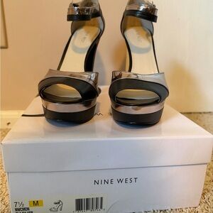 Nine West Metallic and Black Heels